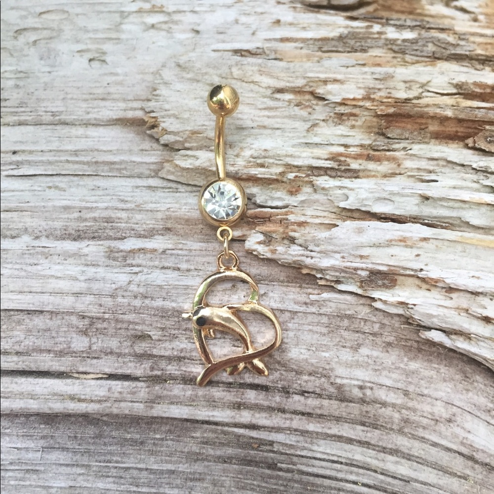 Gold Dolphin Belly Button Navel Ring